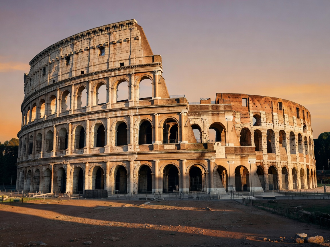 Majestic ancient Roman colosseum exterior